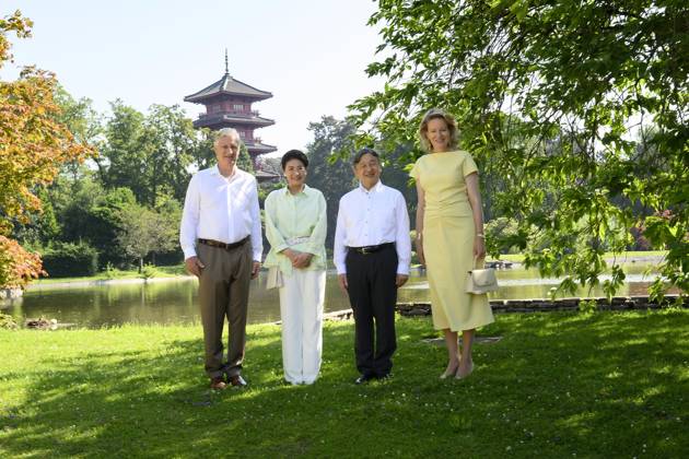 State Visit of the Emperor and the Empress of Japan to Belgium BRUSSELS, BELGIUM - JUNE 25 : Emperor Naruhito of Japan, Empress Masako of Japan, King Philippe - Filip of Belgium and Queen Mathilde of Belgium pictured during a wallk in the Royal Greenhouses of Laeken during the state visit of the Emperor and Empress of Japan to Belgium, on June 25, 2026 in Brussels, Belgium, 25 06 2026 Brussels Belgium  Copyright: xPhilipxReynaersx