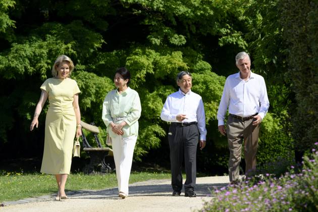 State Visit of the Emperor and the Empress of Japan to Belgium BRUSSELS, BELGIUM - JUNE 25 : Emperor Naruhito of Japan, Empress Masako of Japan, King Philippe - Filip of Belgium and Queen Mathilde of Belgium pictured during a wallk in the Royal Greenhouses of Laeken during the state visit of the Emperor and Empress of Japan to Belgium, on June 25, 2026 in Brussels, Belgium, 25 06 2026 Brussels Belgium  Copyright: xPhilipxReynaersx