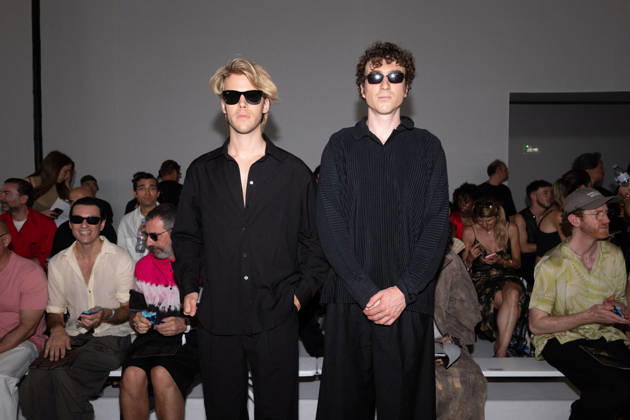 PFW - Issey Miyake - Front Row DJs Dorian Lauduique aka Dorian Lux and Cesar Laurent de Rummel aka Cesar de Rummel (Ofenbach) attend the Issey Miyake Menswear Spring Summer 2027 show as part of Paris Fashion Week on June 25, 2026 in Paris, France. Photo by Alexis Jumeau ABACAPRESS.COM Paris France  Copyright: xJumeauxAlexis ABACAx