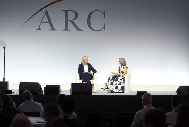 Bridget McKenzie (left) and Erica Komisar onstage at the Alliance for Responsible Citizenship Conference 2026. Image Licensed to Parsons Media. 25 06 2026. London, United Kingdom. The Alliance for Responsible Citizenship Conference 2026.  Copyright: xAndrewxParsonsx xParsonsxMediax PAR-9218-0052