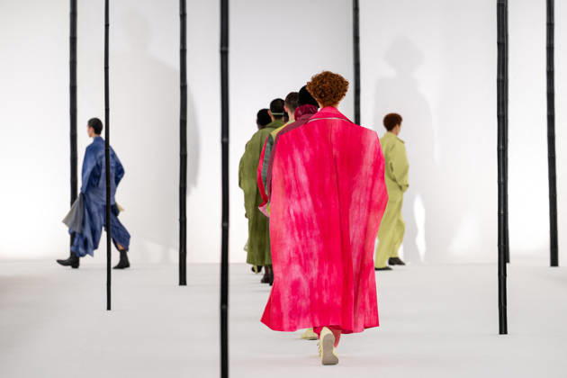 PFW - Issey Miyake - Runway A model presents a creation by IM Issey Miyake Men Miyake Design Studio team as part of their Menswear Spring-Summer 2027 collection show for fashion house Issey Miyake during Men s Fashion Week in Paris, France, June 25, 2026. Photo by Alexis Jumeau ABACAPRESS.COM Paris France  Copyright: xJumeauxAlexis ABACAx
