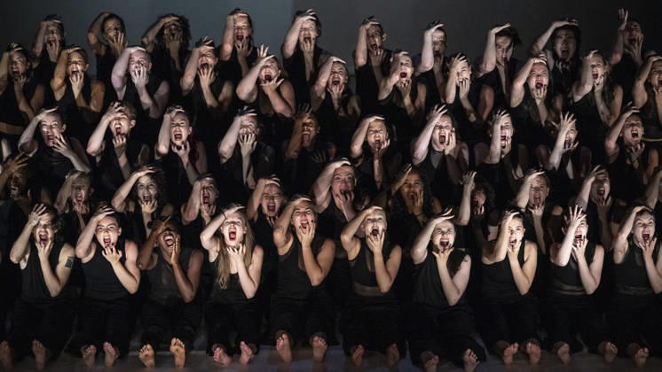 June 25, 2026, London, London, UK: LONDON, UK. The cast performs at the Southbank CentreÃ¢â‚¬â ¢s Queen Elizabeth Hall during the UK premiere of Ã¢â‚¬ËœColossusÃ¢â‚¬â ¢ by Australian choreographer Stephanie Lake. Fifty final year students from London Contemporary Dance School at The Place are performing in a show, 25 to 27 June, which is part of the Southbank CentreÃ¢â‚¬â ¢s 75th anniversary programme. London UK  - ZUMAl94_ 20260625_zaf_l94_034 Copyright: xStephenxChungx