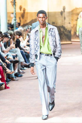 PFW Amiri Runway Menswear NB A model walks the runway during the Amiri Menswear Spring Summer 2027 show as part of Paris Fashion Week on June 25, 2026 in Paris, France. Photo by Nasser Berzane ABACAPRESS.COM Paris France  Copyright: xBerzanexNasser ABACAx