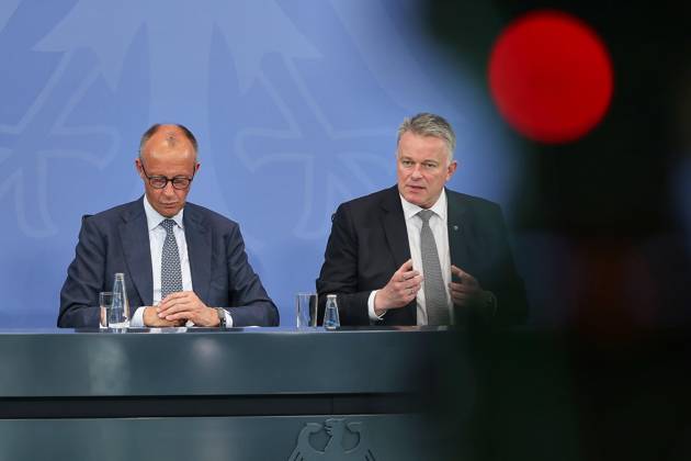 Berlin, Deutschland, 25.06.2026: Bundeskanzleramt: Ministerpräsidentenkonferenz: Pressekonferenz mit Bundeskanzler Friedrich Merz (CDU) und Gordon Schnieder (CDU), Ministerpräsident von Rheinland-Pfalz Copyright: xdtsxNachrichtenagenturx dts_125175