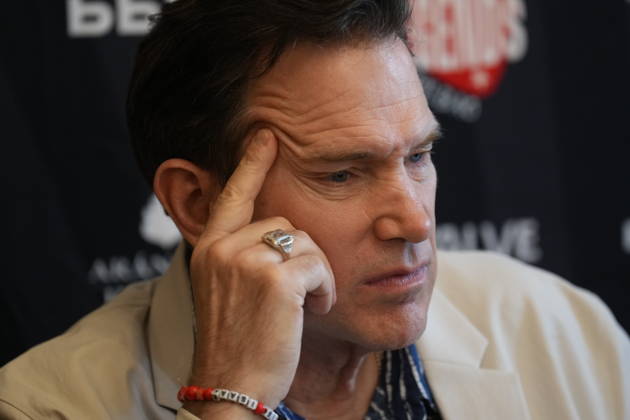 Press conference with singer Chris Isaak at the Carlton Hotel in Bilbao American singer-songwriter Chris Isaak during a press conference on June 26, 2026, in Bilbao, Biscay, Basque Country, Spain. This press conference, held in the ballrooms of the historic Carlton Hotel in Bilbao, served to reveal the details of his musical performance as one of the major headliners of the new edition of the BBK Legends festival, reviewing his career in rockabilly and his most iconic songs. JUNE 26, 2026 H Bilbao, Biscay, Basque Country Bilbao, Biscay, Basque Country, Spain Copyright: xH.Bilbaox 7624513
