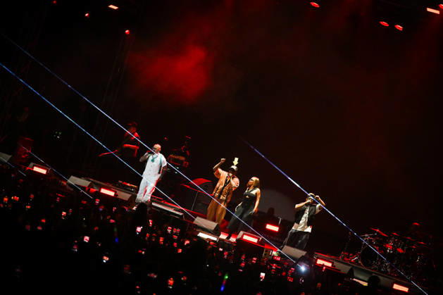 Croatia Black Eyed Peas Concert Taboo, apl.de.ap, will.i.am, and J.Rey Soul of Black Eyed Peas perform on stage during their concert at Bundek Lake in Zagreb, Croatia on June 26, 2026.  LucijaxOcko PIXSELL
