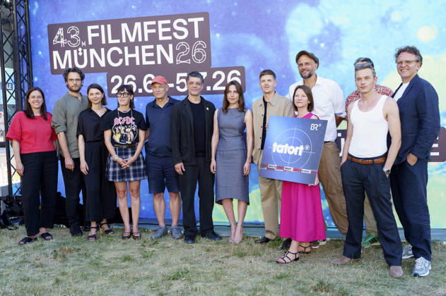 Julia Weigl, Katharina Bischof, Eva Karl Faltermeier, Carlo Ljubek, Antje Traue, Ferdinand Hofer, Franz Pätzold, Christoph Gröner und Team bei der Premiere des ARD Fernsehfillms Tatort - Zwischenwelten auf dem 43. Filmfest München 2026 im HFF Audimax. München, 26.06.2026