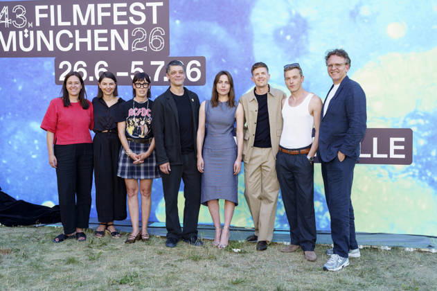 Julia Weigl, Katharina Bischof, Eva Karl Faltermeier, Carlo Ljubek, Antje Traue, Ferdinand Hofer, Franz Pätzold und Christoph Gröner bei der Premiere des ARD Fernsehfillms Tatort - Zwischenwelten auf dem 43. Filmfest München 2026 im HFF Audimax. München, 26.06.2026