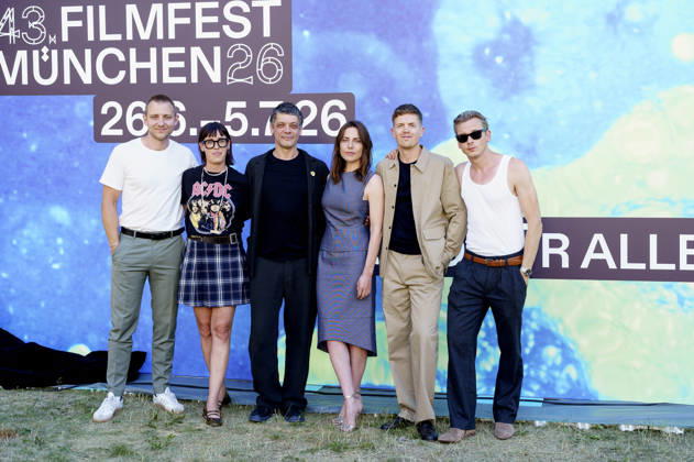 Matthias Zera, Eva Karl Faltermeier, Carlo Ljubek, Antje Traue, Ferdinand Hofer und Franz Pätzold bei der Premiere des ARD Fernsehfillms Tatort - Zwischenwelten auf dem 43. Filmfest München 2026 im HFF Audimax. München, 26.06.2026