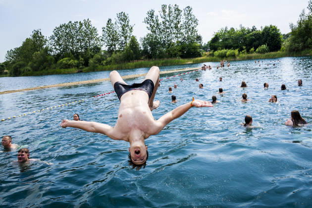 Roskilde Festival 2026: Camping area opens Activity at the bathing lake as the camping area opens at Roskilde Festival, Saturday, June 27, 2026. The actual festival site at Roskilde Festival opens on July 1. (Photo: Ida Marie Odgaard Ritzau Scanpix) , Roskilde Denmark Copyright: RitzauxScanpix IdaxMariexOdgaardx spdk20260627-194559-L