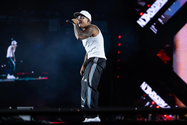 June 27, 2026, Naples, Italy: Emanuele Palumbo aka Geolier, performs live on stage at Diego Armando Maradona Stadium during the Geolier STADI 2026 Tour. Naples Italy  - ZUMAs197 20260627_aaa_s197_190 Copyright: xAndreaxGulx