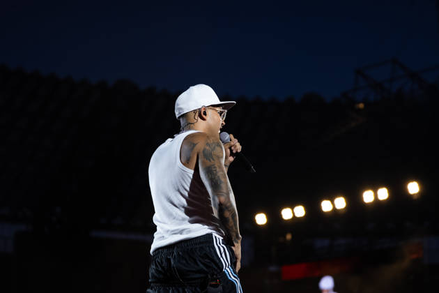 June 27, 2026, Naples, Italy: Emanuele Palumbo aka Geolier, performs live on stage at Diego Armando Maradona Stadium during the Geolier STADI 2026 Tour. Naples Italy - ZUMAs197 20260627_aaa_s197_159 Copyright: xAndreaxGulx