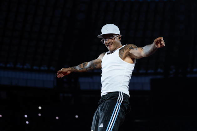 June 27, 2026, Naples, Italy: Emanuele Palumbo aka Geolier, performs live on stage at Diego Armando Maradona Stadium during the Geolier STADI 2026 Tour. Naples Italy - ZUMAs197 20260627_aaa_s197_163 Copyright: xAndreaxGulx