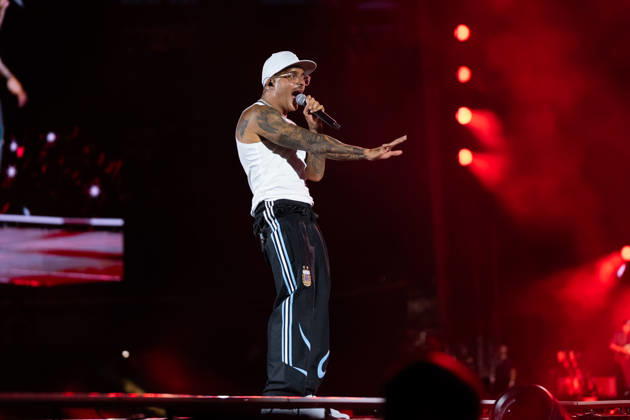 June 27, 2026, Naples, Italy: Emanuele Palumbo aka Geolier, performs live on stage at Diego Armando Maradona Stadium during the Geolier STADI 2026 Tour. Naples Italy - ZUMAs197 20260627_aaa_s197_170 Copyright: xAndreaxGulx