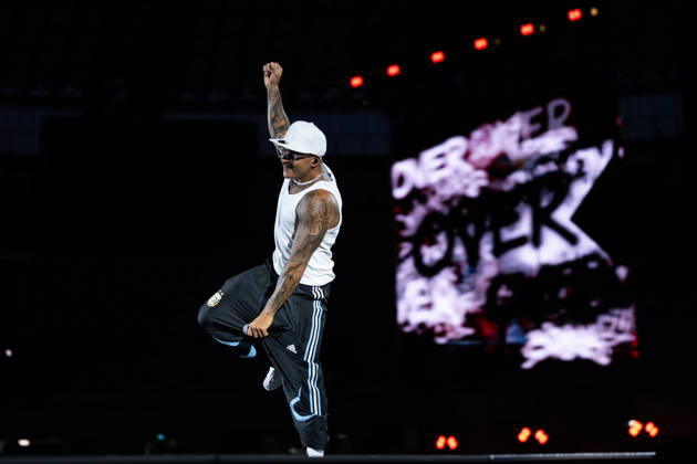 June 27, 2026, Naples, Italy: Emanuele Palumbo aka Geolier, performs live on stage at Diego Armando Maradona Stadium during the Geolier STADI 2026 Tour. Naples Italy - ZUMAs197 20260627_aaa_s197_184 Copyright: xAndreaxGulx