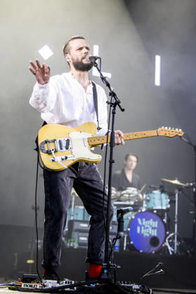 White Lies live at Tinderbox 2026 Odense, Denmark. 27th, June 2026. The English indie rock and post-punk band White Lies performs a live concert during the Danish music festival Tinderbox 2026 in Odense. Here singer and guitarist Harry McVeigh is seen live on stage. Denmark, Odense  Copyright: xGonzalesxPhoto LassexLagonix