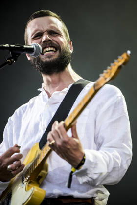 White Lies live at Tinderbox 2026 Odense, Denmark. 27th, June 2026. The English indie rock and post-punk band White Lies performs a live concert during the Danish music festival Tinderbox 2026 in Odense. Here singer and guitarist Harry McVeigh is seen live on stage. Denmark, Odense  Copyright: xGonzalesxPhoto LassexLagonix