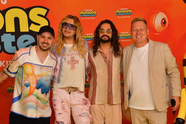 Dominik Porschen, Bill und Tom Kaulitz und Jens Knossala Deutschlandpremiere Minions &Monster Mathäser Filmpalast München 28. Juni 2026