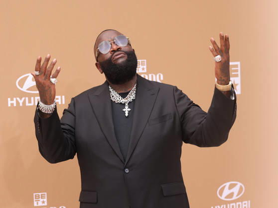 Rick Ross arrives on the red carpet for 26th annual BET Awards live telecast at the Peacock Theater in Los Angeles on Sunday, June 28, 2026. The BET Awards honors Black entertainers and other people of color in music, film, sports and philanthropy.  LAP20260628209 GREGxGRUDT