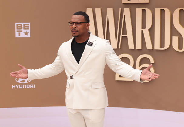 Michael BOLO Bolwaire arrives on the red carpet for 26th annual BET Awards live telecast at the Peacock Theater in Los Angeles on Sunday, June 28, 2026. The BET Awards honors Black entertainers and other people of color in music, film, sports and philanthropy.  LAP20260628186 GREGxGRUDT