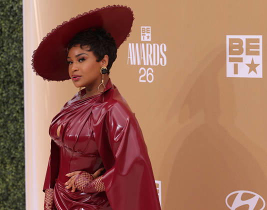 Jessica Divine arrives on the red carpet for 26th annual BET Awards live telecast at the Peacock Theater in Los Angeles on Sunday, June 28, 2026. The BET Awards honors Black entertainers and other people of color in music, film, sports and philanthropy.  LAP20260628202 GREGxGRUDT