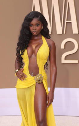 Olandria arrives on the red carpet for 26th annual BET Awards live telecast at the Peacock Theater in Los Angeles on Sunday, June 28, 2026. The BET Awards honors Black entertainers and other people of color in music, film, sports and philanthropy.  LAP20260628277 GREGxGRUDT