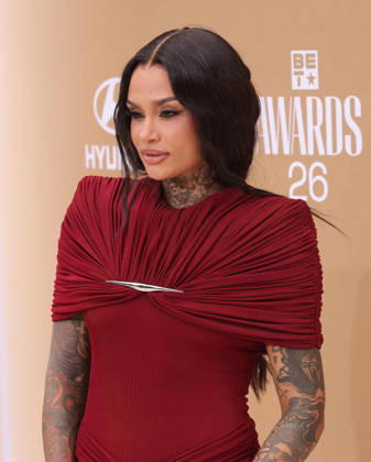 Kehlani arrives on the red carpet for 26th annual BET Awards live telecast at the Peacock Theater in Los Angeles on Sunday, June 28, 2026. The BET Awards honors Black entertainers and other people of color in music, film, sports and philanthropy.  LAP20260628297 GREGxGRUDT