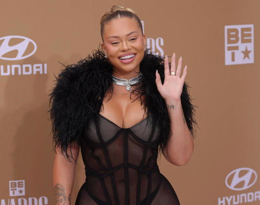 Latto arrives on the red carpet for 26th annual BET Awards live telecast at the Peacock Theater in Los Angeles on Sunday, June 28, 2026. The BET Awards honors Black entertainers and other people of color in music, film, sports and philanthropy.  LAP20260628302 GREGxGRUDT