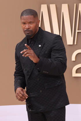 Jamie Foxx arrives on the red carpet for 26th annual BET Awards live telecast at the Peacock Theater in Los Angeles on Sunday, June 28, 2026. The BET Awards honors Black entertainers and other people of color in music, film, sports and philanthropy.  LAP20260628313 GREGxGRUDT
