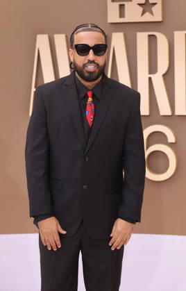 French Montana arrives on the red carpet for 26th annual BET Awards live telecast at the Peacock Theater in Los Angeles on Sunday, June 28, 2026. The BET Awards honors Black entertainers and other people of color in music, film, sports and philanthropy.  LAP20260628321 GREGxGRUDT