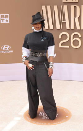 Janet Jackson arrives on the red carpet for 26th annual BET Awards live telecast at the Peacock Theater in Los Angeles on Sunday, June 28, 2026. The BET Awards honors Black entertainers and other people of color in music, film, sports and philanthropy.  LAP20260628338 GREGxGRUDT