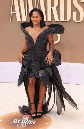 Jordan Chiles arrives on the red carpet for 26th annual BET Awards live telecast at the Peacock Theater in Los Angeles on Sunday, June 28, 2026. The BET Awards honors Black entertainers and other people of color in music, film, sports and philanthropy.  LAP20260628347 GREGxGRUDT
