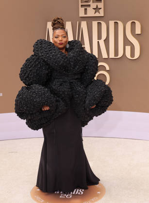 Queen Latifah arrives on the red carpet for 26th annual BET Awards live telecast at the Peacock Theater in Los Angeles on Sunday, June 28, 2026. The BET Awards honors Black entertainers and other people of color in music, film, sports and philanthropy.  LAP20260628368 GREGxGRUDT