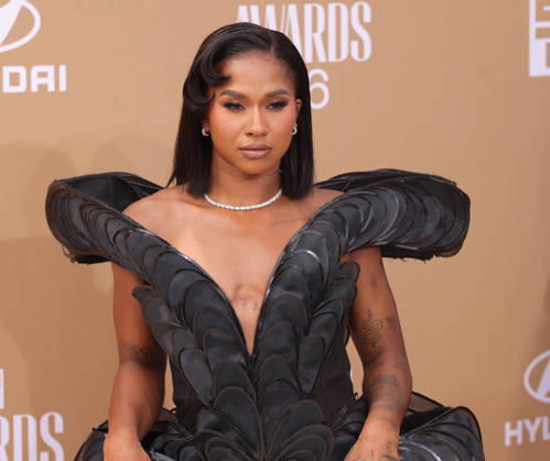 Jordan Chiles arrives on the red carpet for 26th annual BET Awards live telecast at the Peacock Theater in Los Angeles on Sunday, June 28, 2026. The BET Awards honors Black entertainers and other people of color in music, film, sports and philanthropy.  LAP20260628373 GREGxGRUDT