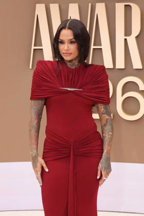 Kehlani arrives on the red carpet for 26th annual BET Awards live telecast at the Peacock Theater in Los Angeles on Sunday, June 28, 2026. The BET Awards honors Black entertainers and other people of color in music, film, sports and philanthropy.  LAP20260628401 GREGxGRUDT