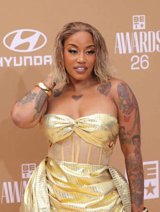 Jhonni Blaze arrives on the red carpet for 26th annual BET Awards live telecast at the Peacock Theater in Los Angeles on Sunday, June 28, 2026. The BET Awards honors Black entertainers and other people of color in music, film, sports and philanthropy.  LAP20260628403 GREGxGRUDT