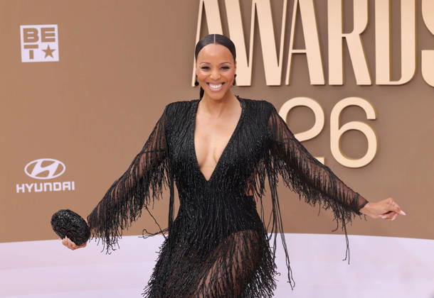 Angela Hunte arrives on the red carpet for 26th annual BET Awards live telecast at the Peacock Theater in Los Angeles on Sunday, June 28, 2026. The BET Awards honors Black entertainers and other people of color in music, film, sports and philanthropy.  LAP20260628421 GREGxGRUDT