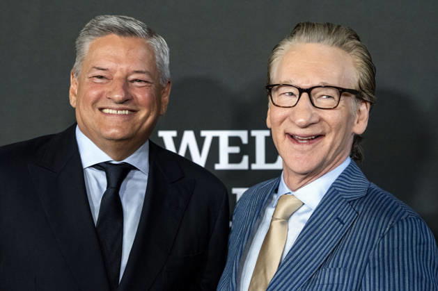 Ted Sarandos and Bill Maher arrive on the red carpet before the 27th Mark Twain Prize for American Humor Award at the Kennedy Center for the Performing Arts in Washington DC on Sunday, June 28, 2026.  WAP20260628360 BONNIExCASH