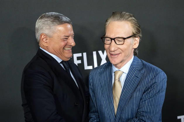 Ted Sarandos and Bill Maher arrive on the red carpet before the 27th Mark Twain Prize for American Humor Award at the Kennedy Center for the Performing Arts in Washington DC on Sunday, June 28, 2026. WAP20260628359 BONNIExCASH