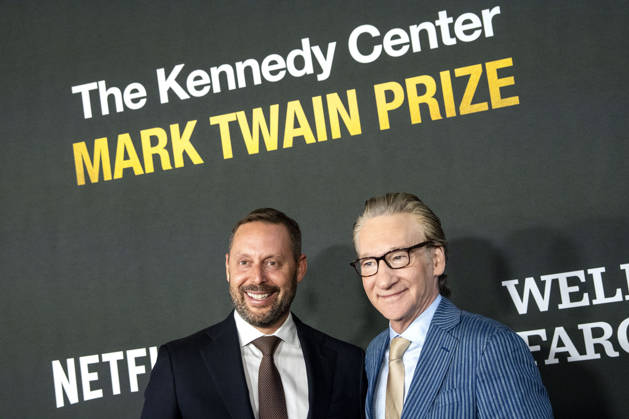 Michael Kives and Bill Maher arrive on the red carpet before the 27th Mark Twain Prize for American Humor Award at the Kennedy Center for the Performing Arts in Washington DC on Sunday, June 28, 2026.  WAP20260628362 BONNIExCASH