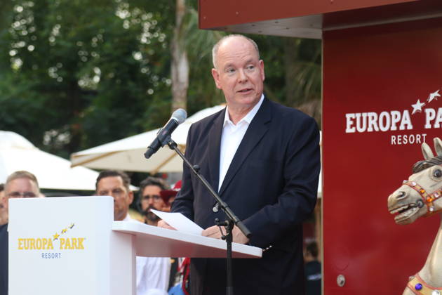 Im Bild: Fürst Albert II. von Monaco. Fürst Albert II. von Monaco und seine Familie, darunter Fürstin Charlene sowie die Kinder Prinz Jacques und Prinzessin Gabriella, weihten am 29. Juni 2026 den 18. europäischen Themenbereich Monaco im Europa Park in Rust ein. Begleitet wurden sie von Prinzessin StÃ phanie und Parkinhaber Roland Mack. Copyright: xAgenturxMatthiasxWehnertx xM.xGränzdörferx