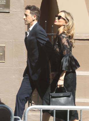 June 29, 2026, New York, New York, USA: Actor ADRIEN BRODY and designer GEORGINA CHAPMAN seen at music mogul Clive Davis s Funeral held at Central Synagogue in midtown Manhattan. New York USA - ZUMAk03_ 20260629_zaf_k03_054 Copyright: xNancyxKaszermanx