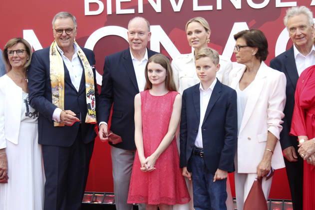 Marianne Mack, Roland Mack, Albert II. Fürst von Monaco, Prinzessin Gabriella von Monaco, Charlene Fürstin von Monaco, Erbprinz Jacques von Monaco, Stephanie von Monaco und Jürgen Mack bei der Einweihung des Themenbereichs Monaco im Europa-Park. Rust, 29.06.2026