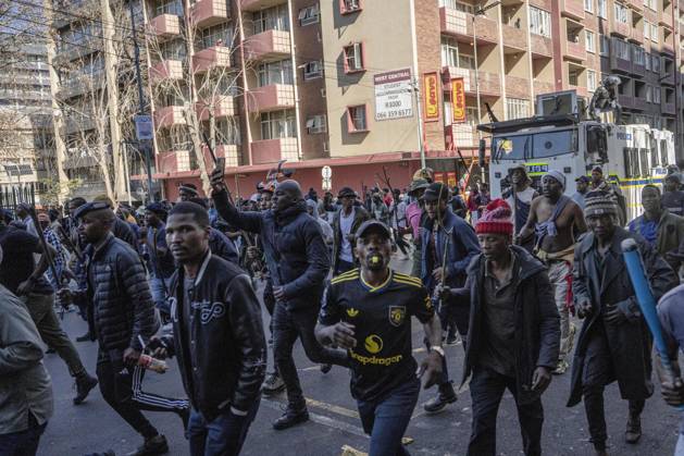 Anti-immigrant demonstrations continue in South Africa JOHANNESBURG, SOUTH AFRICA - JUNE 30: Hundreds of people gather to protest irregular migrants and call on the government to deport undocumented immigrants in Johannesburg, South Africa on June 30, 2026. Anti-immigrant demonstrations are being held across South Africa as growing pressure on foreign nationals in recent months has brought migration, unemployment and security issues back into the national spotlight. Ihsaan Haffejee Anadolu Johannesburg South Africa. Editorial use only. Please get in touch for any other usage.  Copyright: x2026xAnadoluxIhsaanxHaffejeex