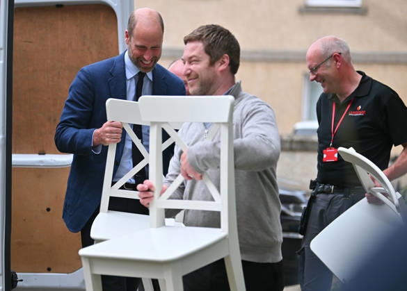 Prince William visits Langstane Housing Association Prince William helps a tenant to move furniture into a new flat during a visit to Langstane Housing Association, Aberdeen, Scotland, UK, on the 30th June 2026. Picture by Andy Buchanan WPA-Pool Aberdeen Langstane Housing Association Scotland United Kingdom  WHA-0830