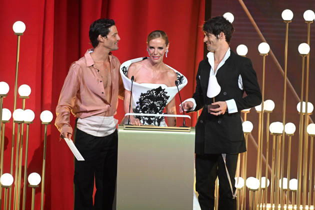 3rd Annual Spanish Fashion Academy Awards: Jorge Román, Paula Vázquez, and Edu Román during the gala for the 3rd Annual Spanish Fashion Academy Awards at the Gran Teatro Príncipe Pío on June 30, 2026, in Madrid, Spain. The awards recognize the brands, designers, artisans, companies, and projects that make up the industry through 13 categories that ensure the sector—which is very broad and diverse—is properly represented. FASHION AWARDS PHOTOCALL José Madrid, Madrid, Spain Copyright: xJosà xOlivax 7634546