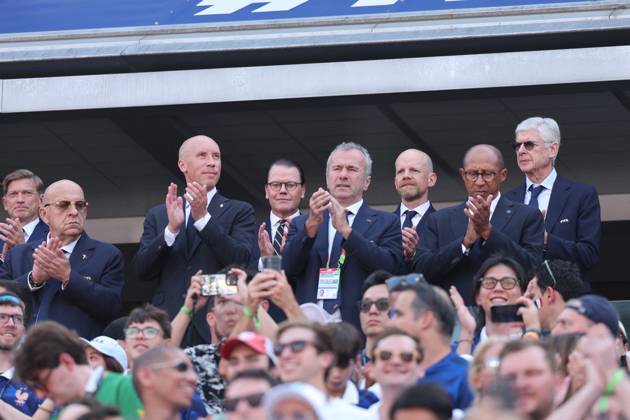 2026 World Cup - Prince Daniel At France v Sweden Prince Daniel of Sweden, President of the French Football Federation Philippe Diallo, Arsene Wenger and Swedish football members attend the FIFA World Cup match between France vs Sweden at THe New York New Jersey Stadiun, NJ on June 30, 2026. Photo by Charles Guerin ABACAPRESS.COM New York city NJ United States  Copyright: xGuerinxCharles ABACAx