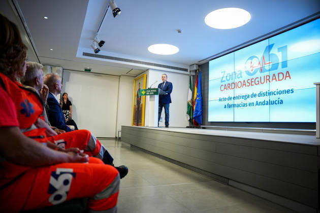 Awards Ceremony in Seville for Cardio-Safe Zones Designations Granted to Pharmacies as Part of the Numaplus Project The Acting Regional Minister of Health, the Presidency, and Emergencies, Antonio Sanz, speaks at the ceremony to present cardio-safe zone certifications to pharmacies as part of the Numaplus project. July 1, 2026, in Seville, Andalusia, Spain. JULY 1, 2026. María José Ló. Seville, Andalusia, Spain Seville, Andalusia, Spain Spain Copyright: xMariaxJosà xLopezx 7635156