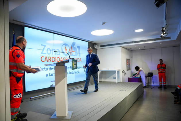 Awards Ceremony in Seville for Cardio-Safe Zones Designations Granted to Pharmacies as Part of the Numaplus Project The Acting Regional Minister of Health, the Presidency, and Emergencies, Antonio Sanz, speaks at the ceremony to present cardio-safe zone certifications to pharmacies as part of the Numaplus project. July 1, 2026, in Seville, Andalusia, Spain. JULY 1, 2026. María José Ló. Seville, Andalusia, Spain Seville, Andalusia, Spain Spain Copyright: xMariaxJosà xLopezx 7635157
