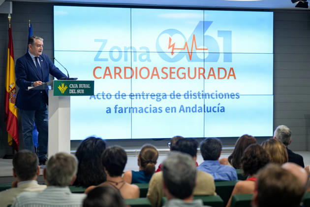 Awards Ceremony in Seville for Cardio-Safe Zones Designations Granted to Pharmacies as Part of the Numaplus Project The Acting Regional Minister of Health, the Presidency, and Emergencies, Antonio Sanz, speaks at the ceremony to present cardio-safe zone certifications to pharmacies as part of the Numaplus project. July 1, 2026, in Seville, Andalusia, Spain. JULY 1, 2026. María José Ló. Seville, Andalusia, Spain Seville, Andalusia, Spain Spain Copyright: xMariaxJosà xLopezx 7635160